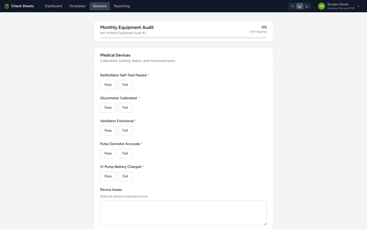 CheckSheets screenshot