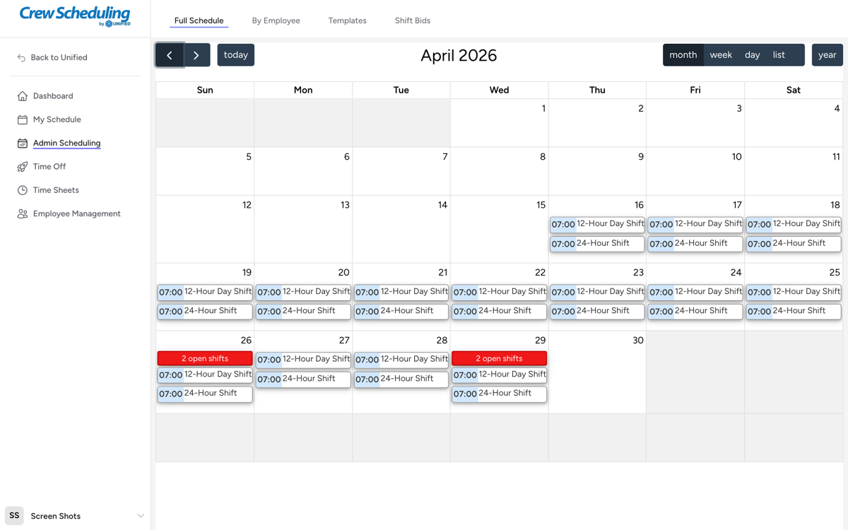Crew Scheduling screenshot