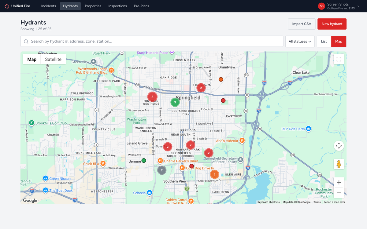 Hydrant Management screenshot